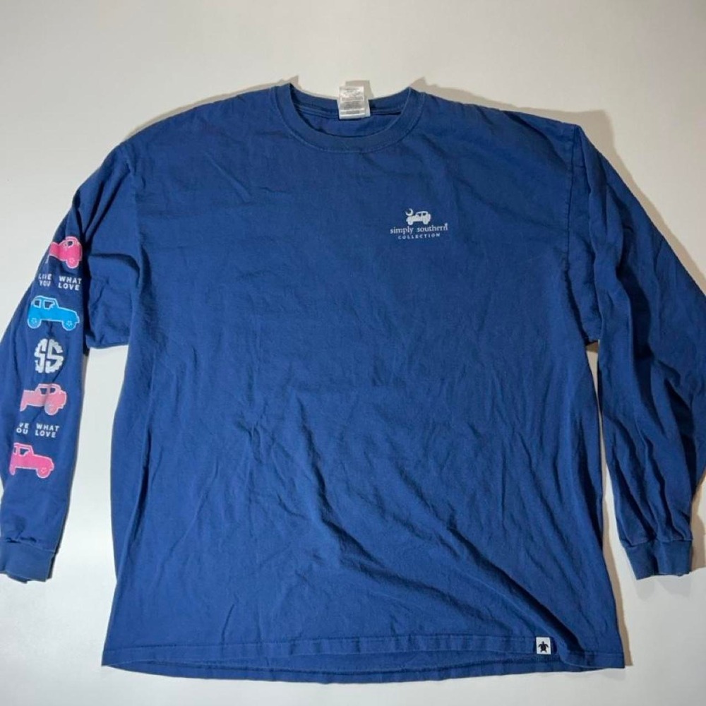 Simply Southern Live What You Love Jeep Long Sleeve Tee Womens Size XXL Navy